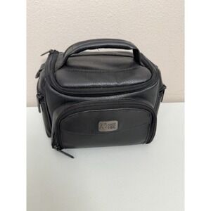 Vintage Case Logic Black Leather Camera Case Carry Bag Handle Pockets 7x4x5